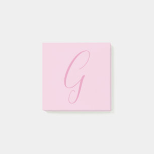 Initial Letter Monogram Light Pink Plain Chic Post-it Notes