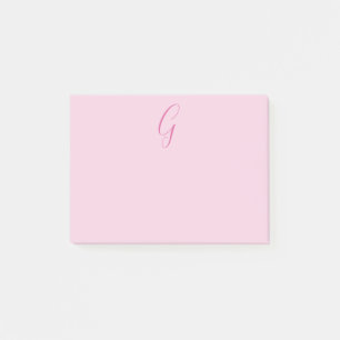 Initial Letter Monogram Light Pink Plain Chic Post-it Notes