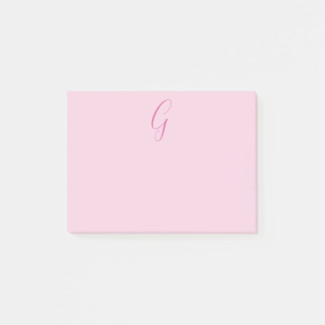 Initial Letter Monogram Light Pink Plain Chic Post-it Notes (Front)
