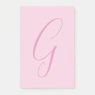 Initial Letter Monogram Light Pink Plain Chic Post-it Notes