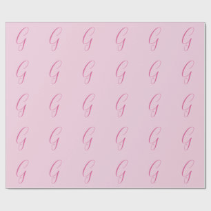 Initial Letter Monogram Light Pink Plain Chic Wrapping Paper