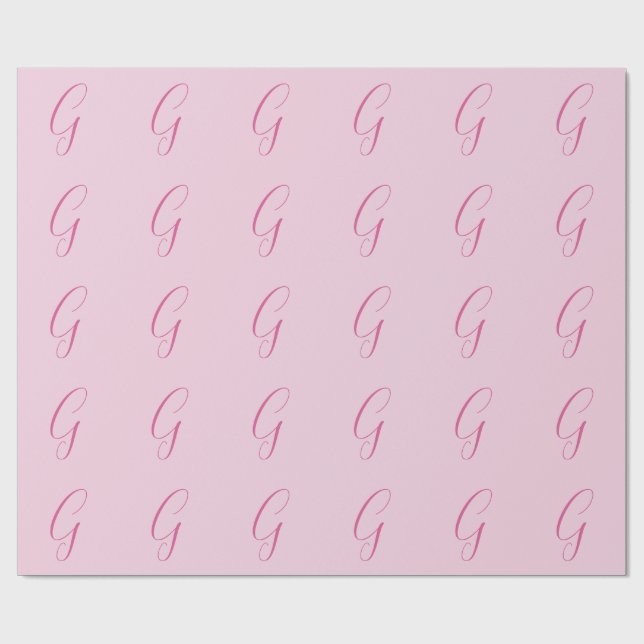 Initial Letter Monogram Light Pink Plain Chic Wrapping Paper (Flat)