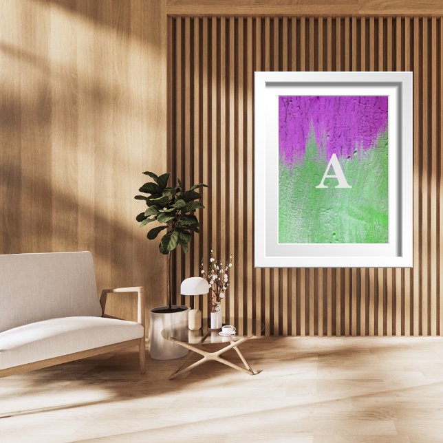 Initial Letter Monogram Modern  Purple Green Poster (Creator Uploaded)