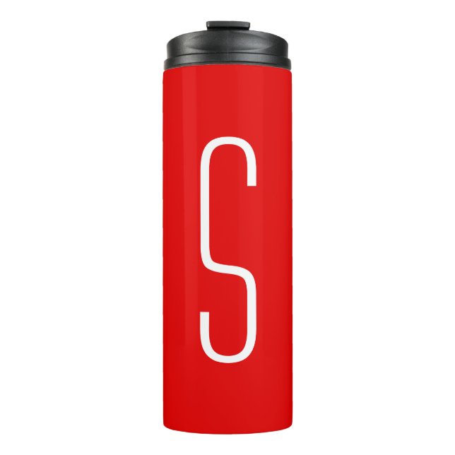 Initial Letter Monogram Modern Red White Thermal Tumbler (Front)