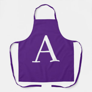 Initial Letter Monogram Modern Style Purple Apron
