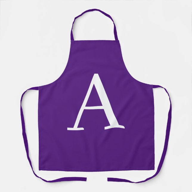 Initial Letter Monogram Modern Style Purple Apron (Front)