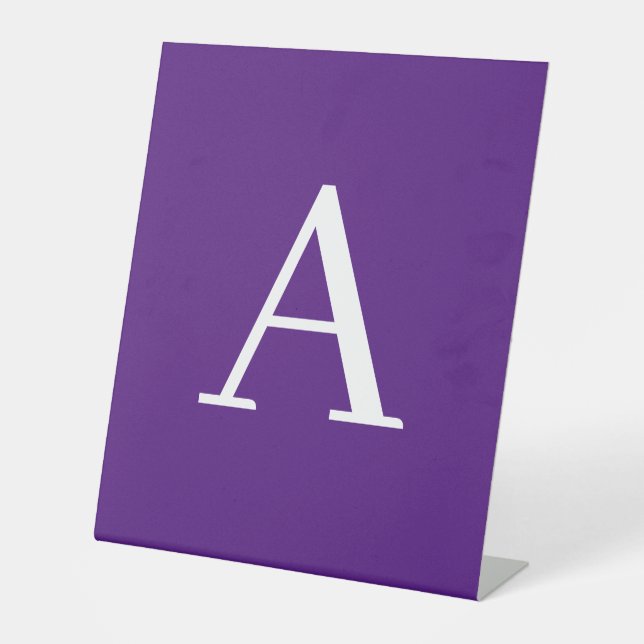 Initial Letter Monogram Modern Style Purple Pedestal Sign (Front)