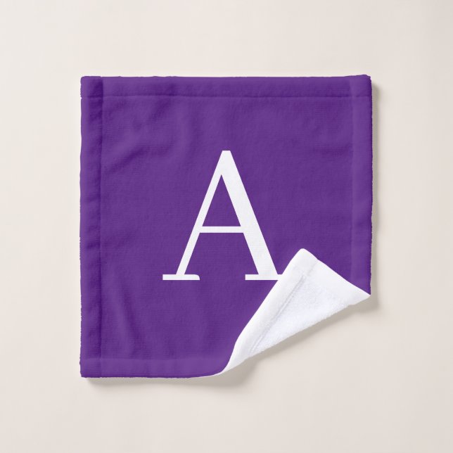 Initial Letter Monogram Modern Style Purple Wash Cloth (Wash Cloth)