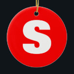 Initial Letter Monogram Modern Style Red White Ceramic Tree Decoration<br><div class="desc">Would you like to own a product with the initials of your name? It is very simple,  aesthetic and attractive.</div>