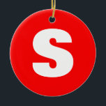 Initial Letter Monogram Modern Style Red White Ceramic Tree Decoration<br><div class="desc">Would you like to own a product with the initials of your name? It is very simple,  aesthetic and attractive.</div>