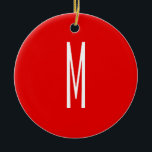 Initial Letter Monogram Modern Style Red White Ceramic Tree Decoration<br><div class="desc">Would you like to own a product with the initials of your name? It is very simple,  aesthetic and attractive.</div>