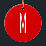 Initial Letter Monogram Modern Style Red White Ceramic Tree Decoration<br><div class="desc">Would you like to own a product with the initials of your name? It is very simple,  aesthetic and attractive.</div>