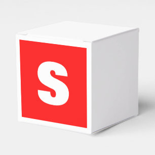 Initial Letter Monogram Modern Style Red White Favour Box