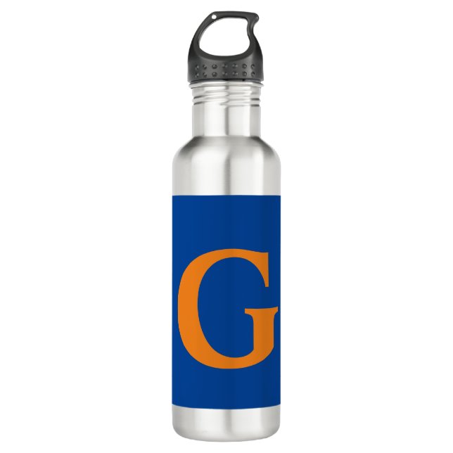Initial Letter Monogram Modern Stylish Blue Orange 710 Ml Water Bottle (Front)