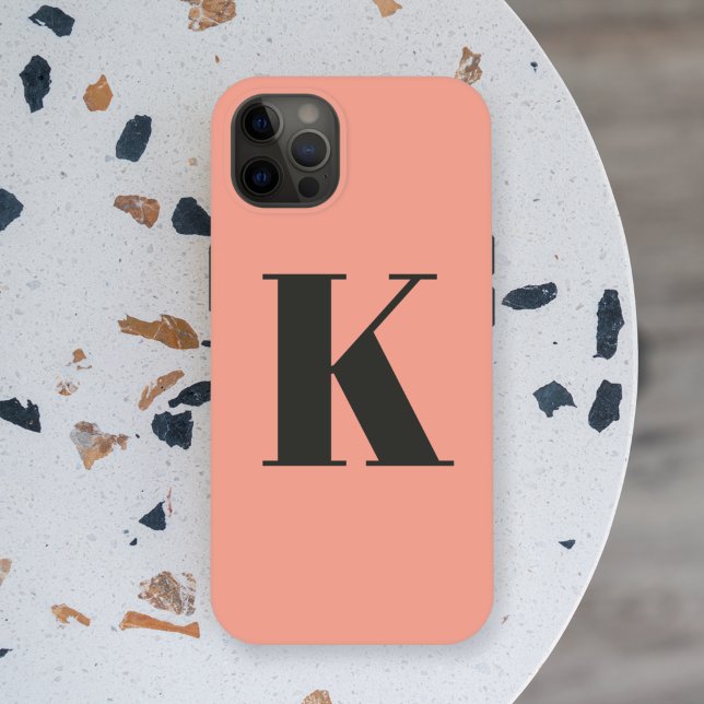 Initial Letter | Monogram Modern Stylish Peach Case-Mate iPhone Case (Creator Uploaded)