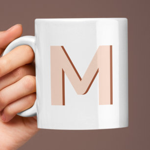 Initial Letter Monogram Modern Stylish Peach Coffee Mug