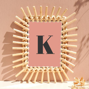 Initial Letter Monogram Modern Stylish Peach Poster