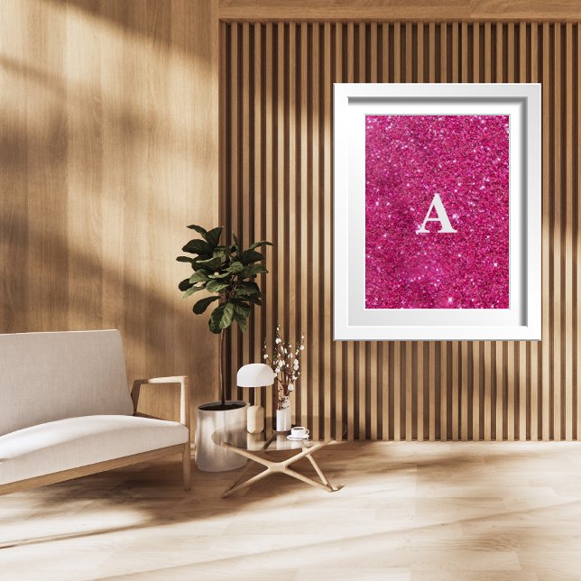 Initial Letter Monogram Modern Stylish Pink Poster (Creator Uploaded)