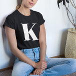 Initial Letter | Monogram Modern Stylish Trendy T-Shirt<br><div class="desc">Simple,  stylish custom initial letter monogram women's t-shirt in modern minimalist typography in white. A perfect custom gift or fashion accessory with a personal touch!</div>