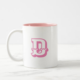 Initial Letter Monogram Modern Trendy Blue Color Two-Tone Coffee Mug
