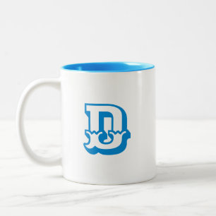 Initial Letter Monogram Modern Trendy Blue Colou Two-Tone Coffee Mug