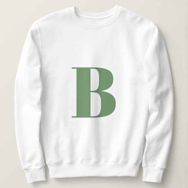 Initial Letter | Monogram Modern Trendy Sage Green Sweatshirt (Design Front)