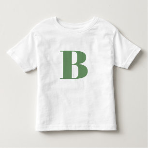 Initial Letter   Monogram Modern Trendy Sage Green Toddler T-Shirt