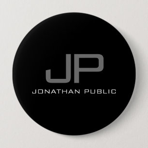 Initial Letter Monogram Name Black Template Huge 10 Cm Round Badge