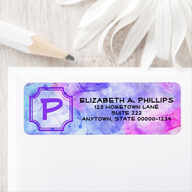 Initial Letter Monogram Over Pastel Watercolor (Insitu)