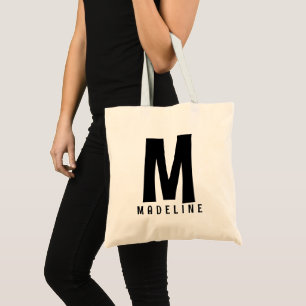 Initial Letter Monogram Personalized Tote Bag