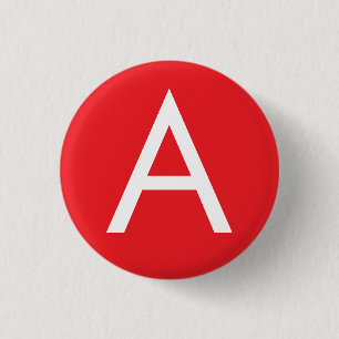 Initial Letter Monogram Red White Plain Modern 3 Cm Round Badge