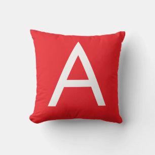 Initial Letter Monogram Red White Plain Modern Cushion