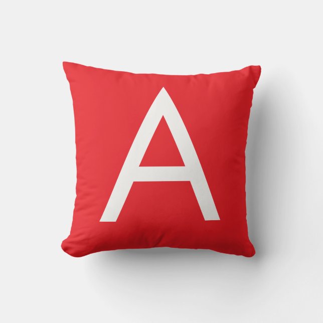 Initial Letter Monogram Red White Plain Modern Cushion (Front)