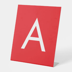 Initial Letter Monogram Red White Plain Modern Pedestal Sign