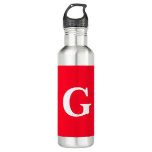 Initial Letter Monogram Red White Plain Simple 710 Ml Water Bottle