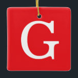 Initial Letter Monogram Red White Plain Simple Ceramic Ornament<br><div class="desc">Looking for a beautiful calligraphy with an aesthetic handwriting? This simple,  eye-catching design is for you. This product immediately impresses those who see it. The fine and tasteful design will immediately reflect the quality of your relationship and family.</div>