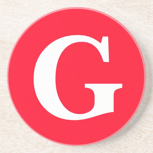 Initial Letter Monogram Red White Plain Simple Coaster (Front)
