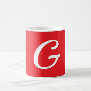 Initial Letter Monogram Red White Plain Simple Coffee Mug