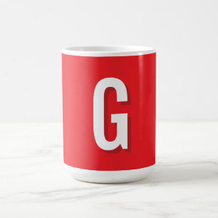 Initial Letter Monogram Red White Plain Simple Coffee Mug
