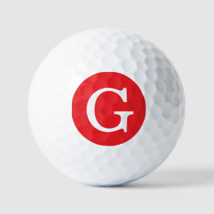 Initial Letter Monogram Red White Plain Simple Golf Balls
