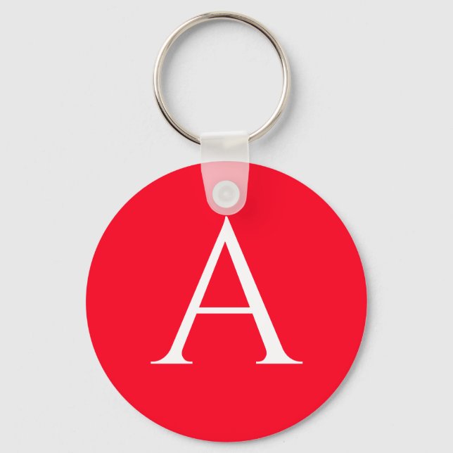 Initial Letter Monogram Red White Plain Simple Key Ring (Front)