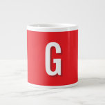 Initial Letter Monogram Red White Plain Simple Large Coffee Mug<br><div class="desc">Looking for a beautiful calligraphy with an aesthetic handwriting? This simple,  eye-catching design is for you. This product immediately impresses those who see it. The fine and tasteful design will immediately reflect the quality of your relationship and family.</div>