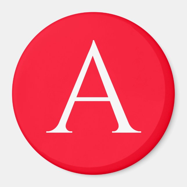Initial Letter Monogram Red White Plain Simple Magnet (Front)