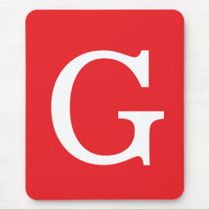 Initial Letter Monogram Red White Plain Simple Mouse Pad