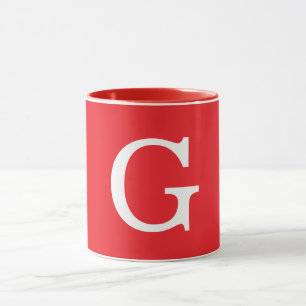 Initial Letter Monogram Red White Plain Simple Mug