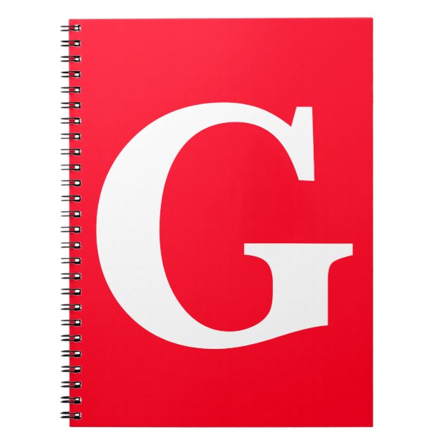 Initial Letter Monogram Red White Plain Simple Notebook (Front)