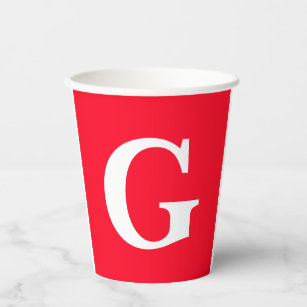 Initial Letter Monogram Red White Plain Simple Paper Cups