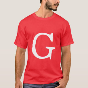 Initial Letter Monogram Red White Plain Simple T-Shirt