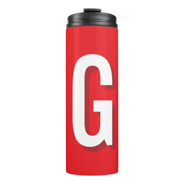 Initial Letter Monogram Red White Plain Simple Thermal Tumbler (Front)