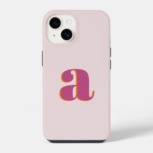 Initial Letter Monogram Simple Modern Pink iPhone Case (Back)